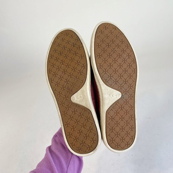 UGG Australia Hadria Croc Embossed Red Leather Loafers Women’s Size 7 Slip On - Picture 6 of 9